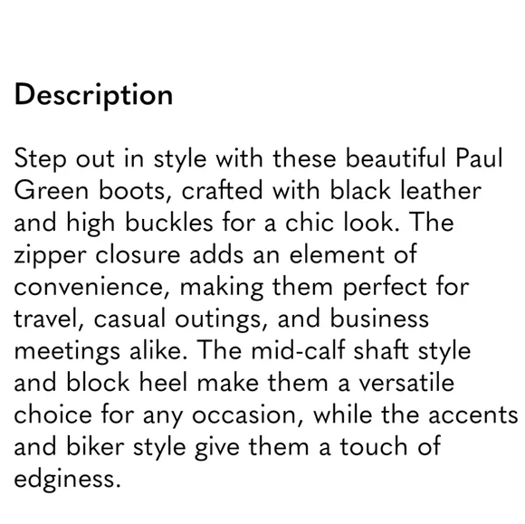 *Paul Green* Black Leather Tall Riding Moto Boots *Austrian-crafted* - Picture 9 of 13